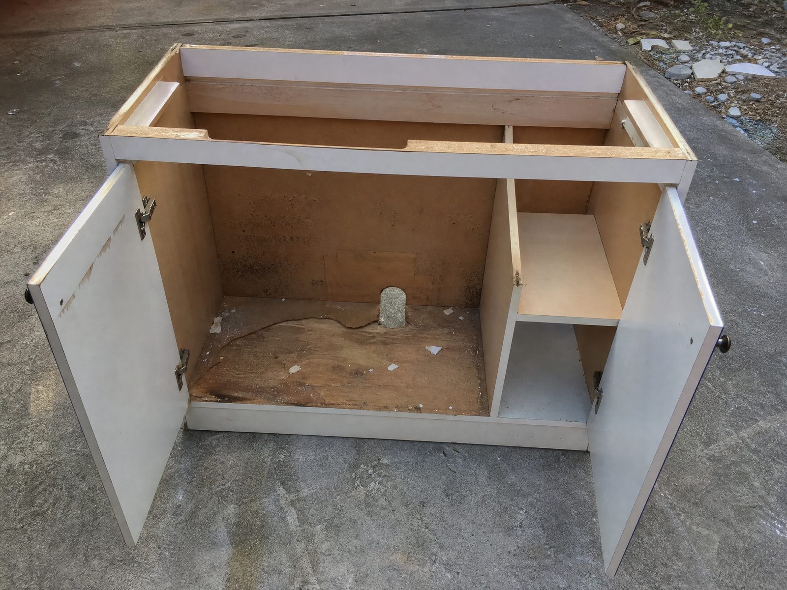Bathroom vanity, removed